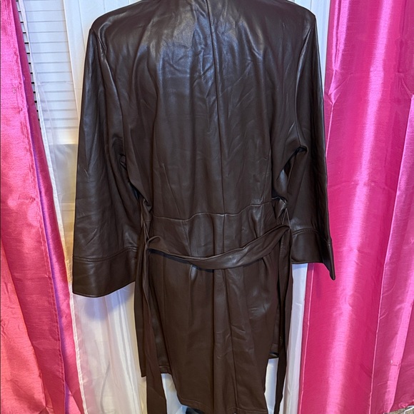 Eloquii Dark Brown Leather Buttoned Dress Size 16 - Picture 5 of 7